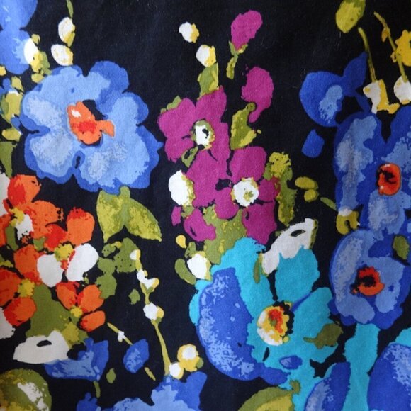 Erin women's jacket size PM, 3/4 sleeve, black with colorful print, 1 hook front - Picture 5 of 12